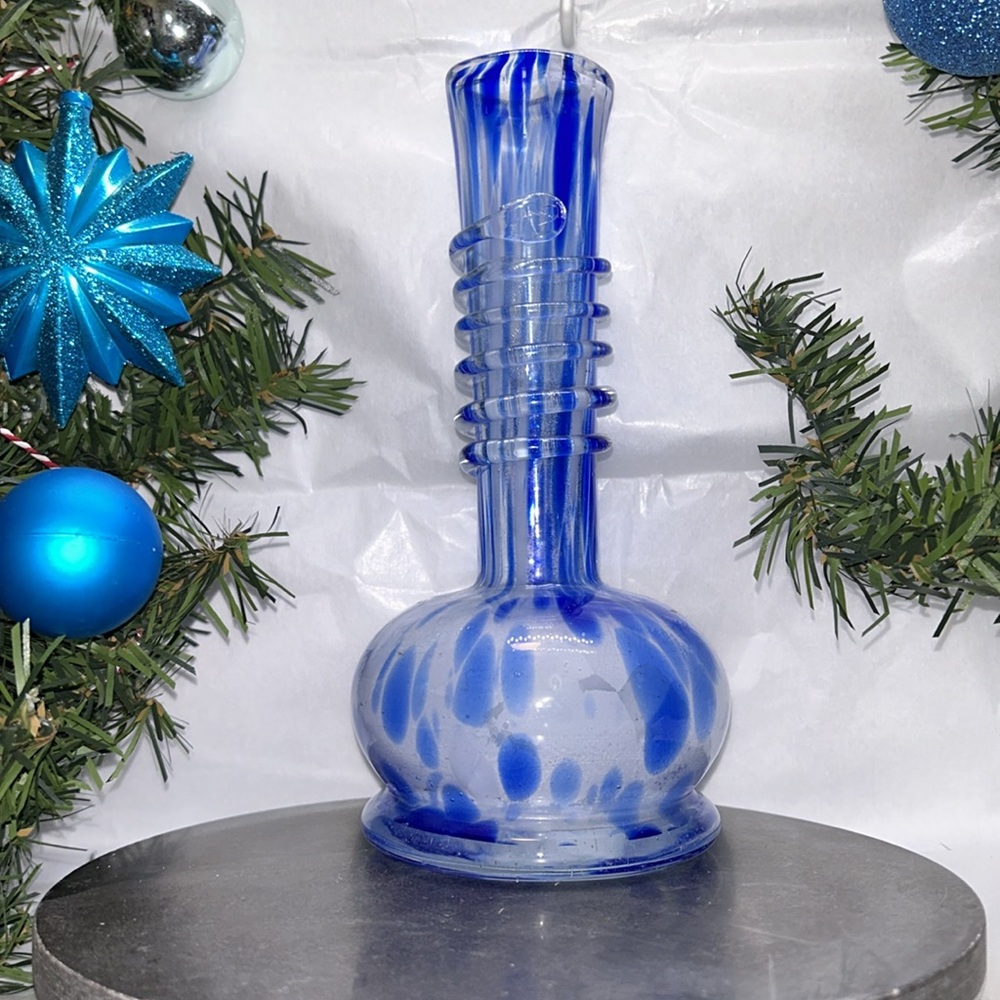 🔥🔥Vintage Czech Glass Vase - blue